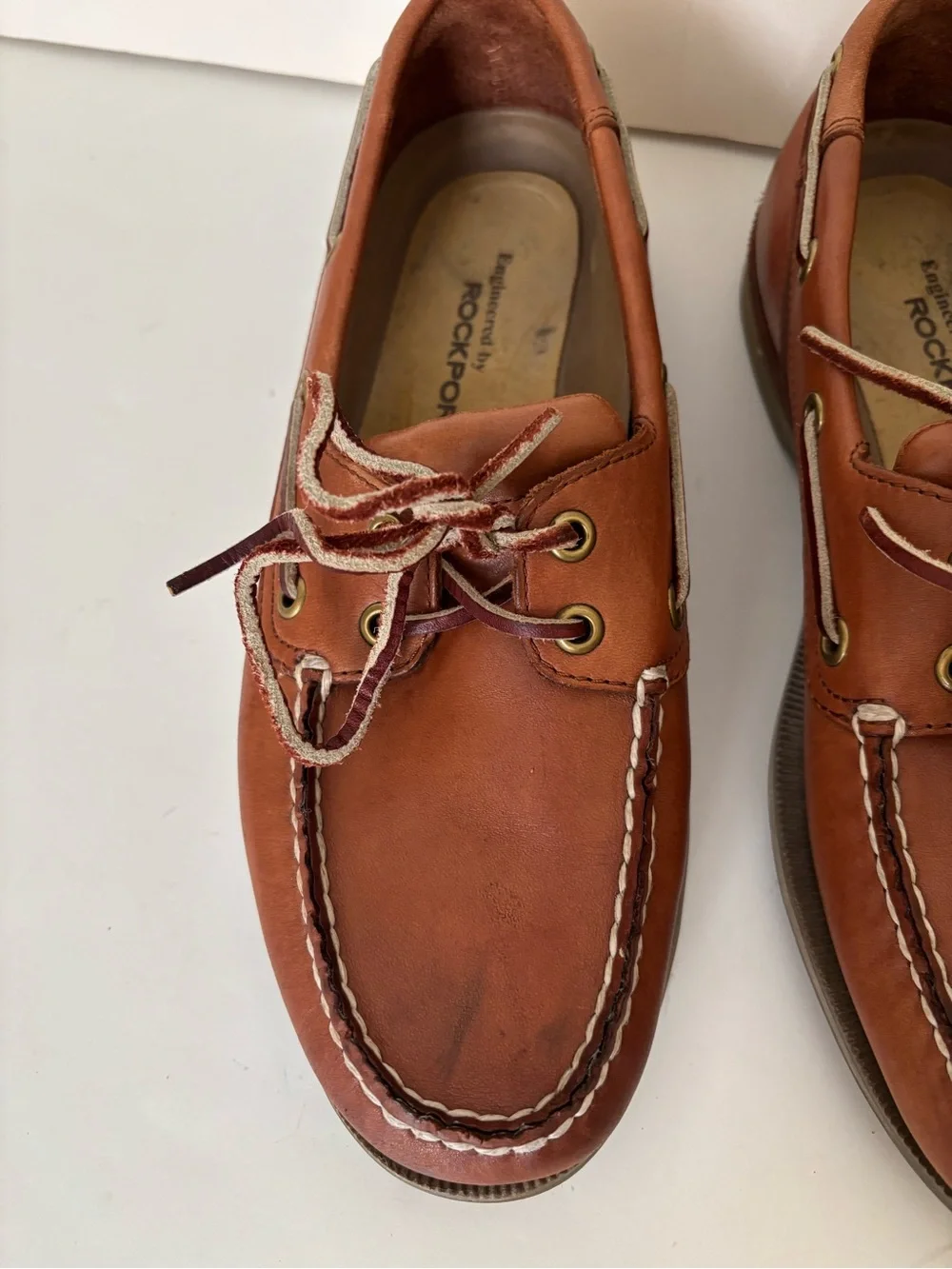 ROCKPORT Men’s Tan Leather Boat Shoes Size 8.5